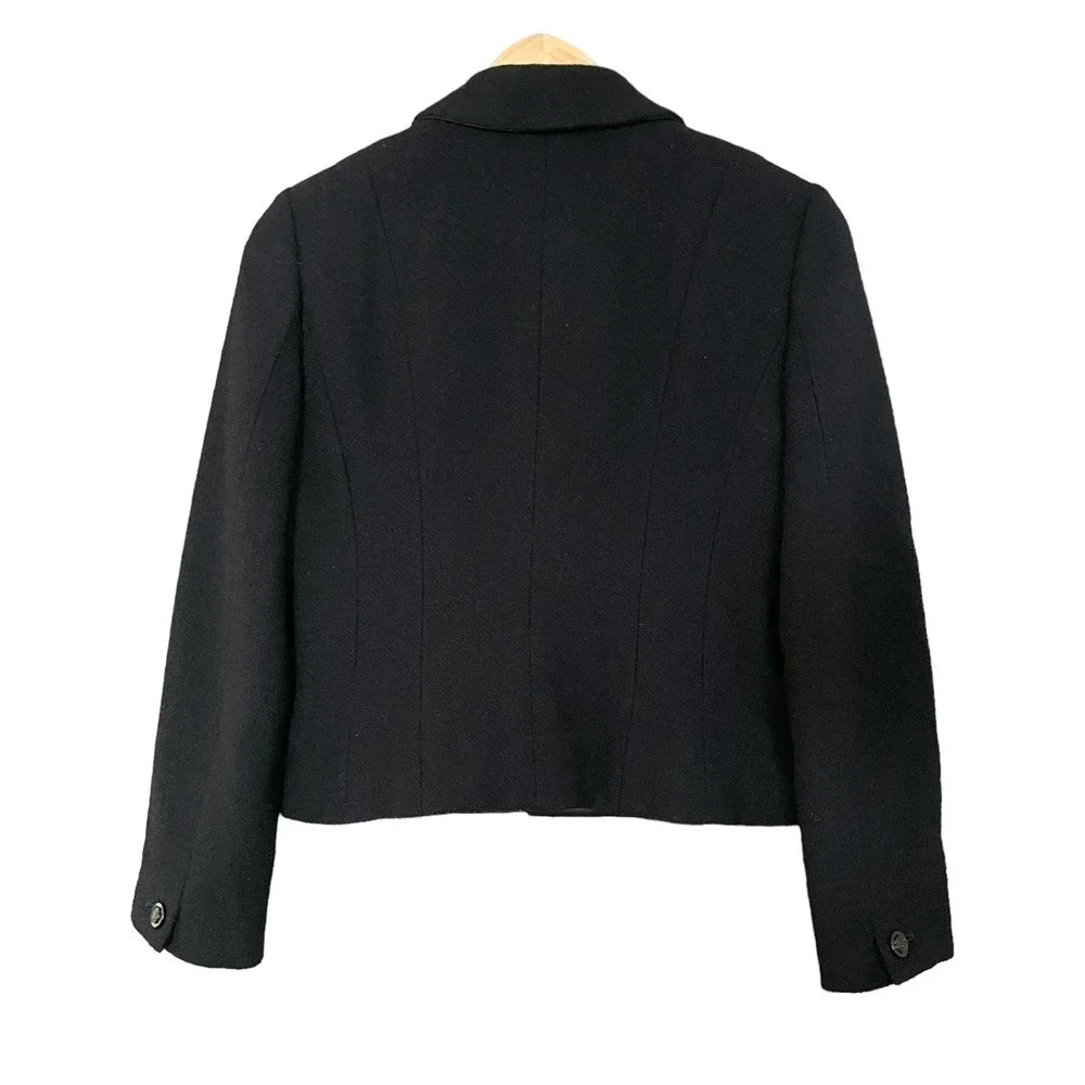 CHANEL Vintage Boucle Black Wool Dinner Jacket Cropped Blazer Archival 2003